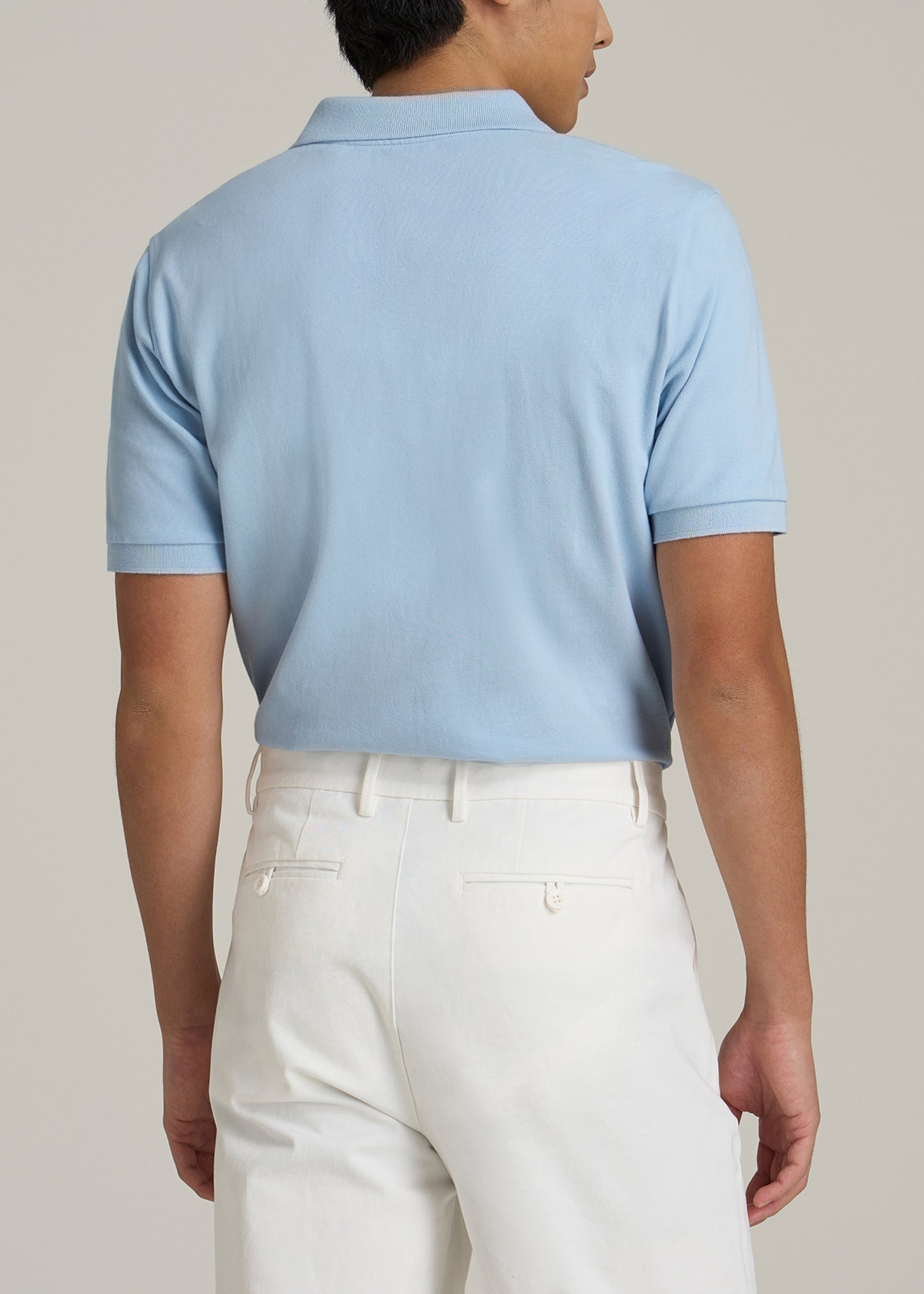 Men's Tall Classic Polo with Embroidered Logo in Ice Blue