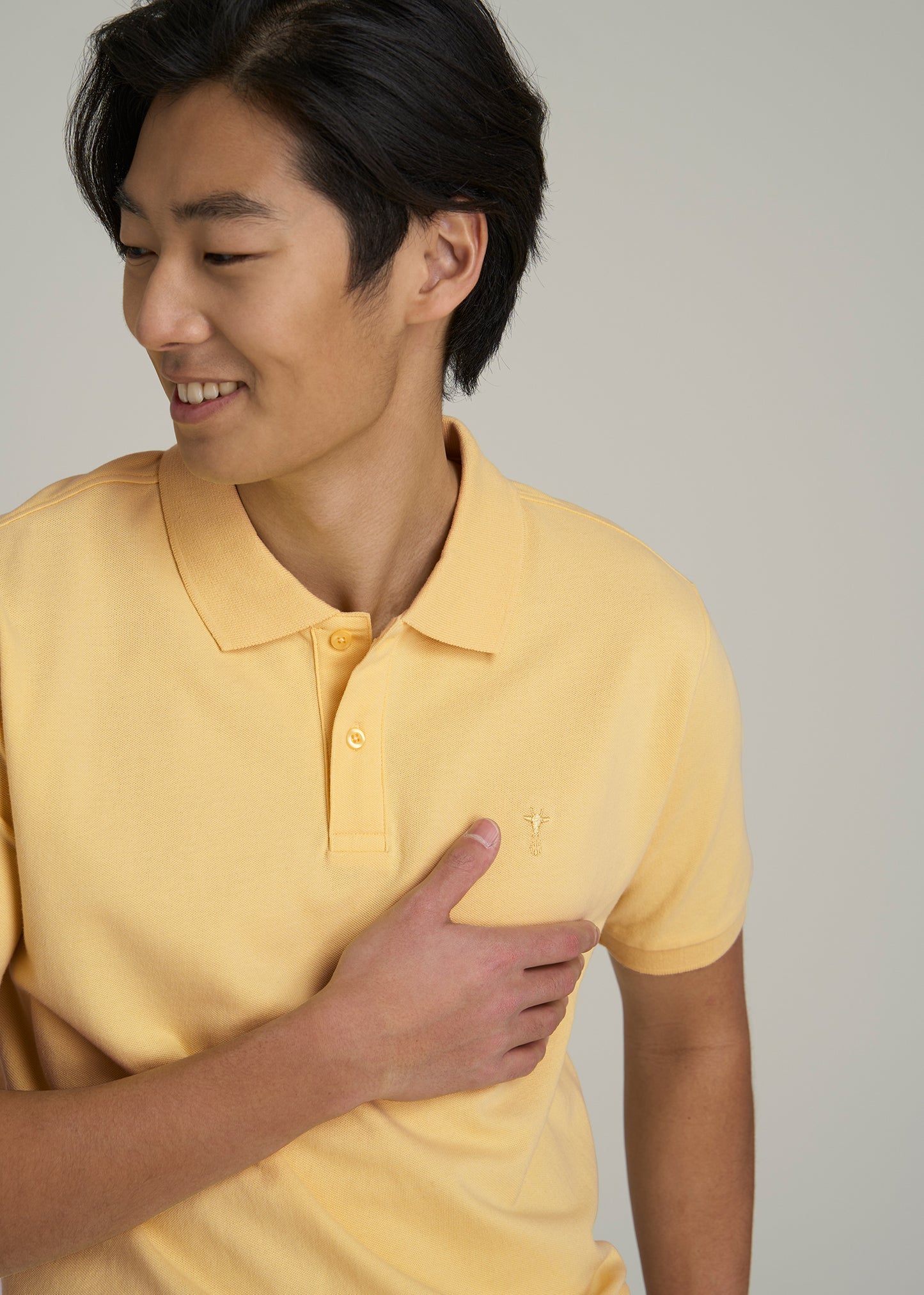 Men's Tall Classic Polo with Embroidered Logo in Lemon Drop