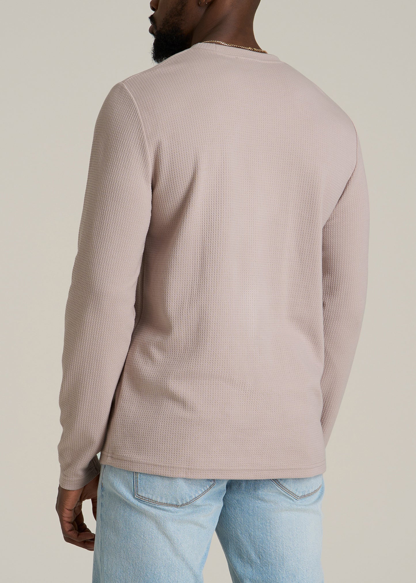 Cloud Knit Waffle Long Sleeve Tee for Tall Men in Desert Rose