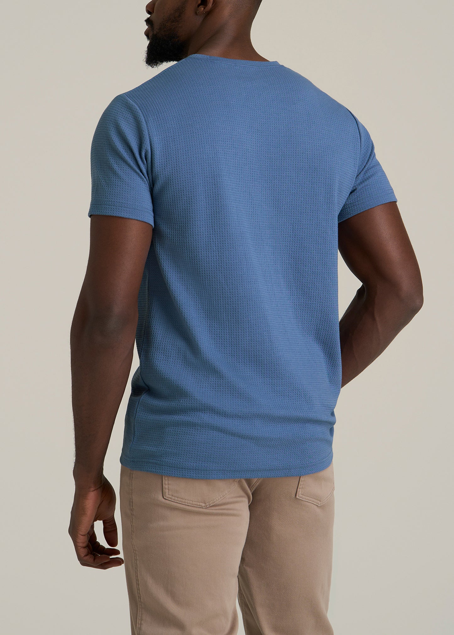 Cloud Knit Waffle Short Sleeve Tee for Tall Men in Deep Cobalt