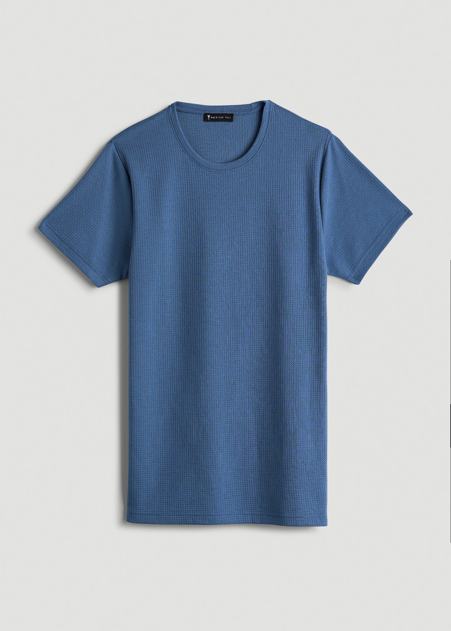 Cloud Knit Waffle Short Sleeve Tee for Tall Men in Deep Cobalt