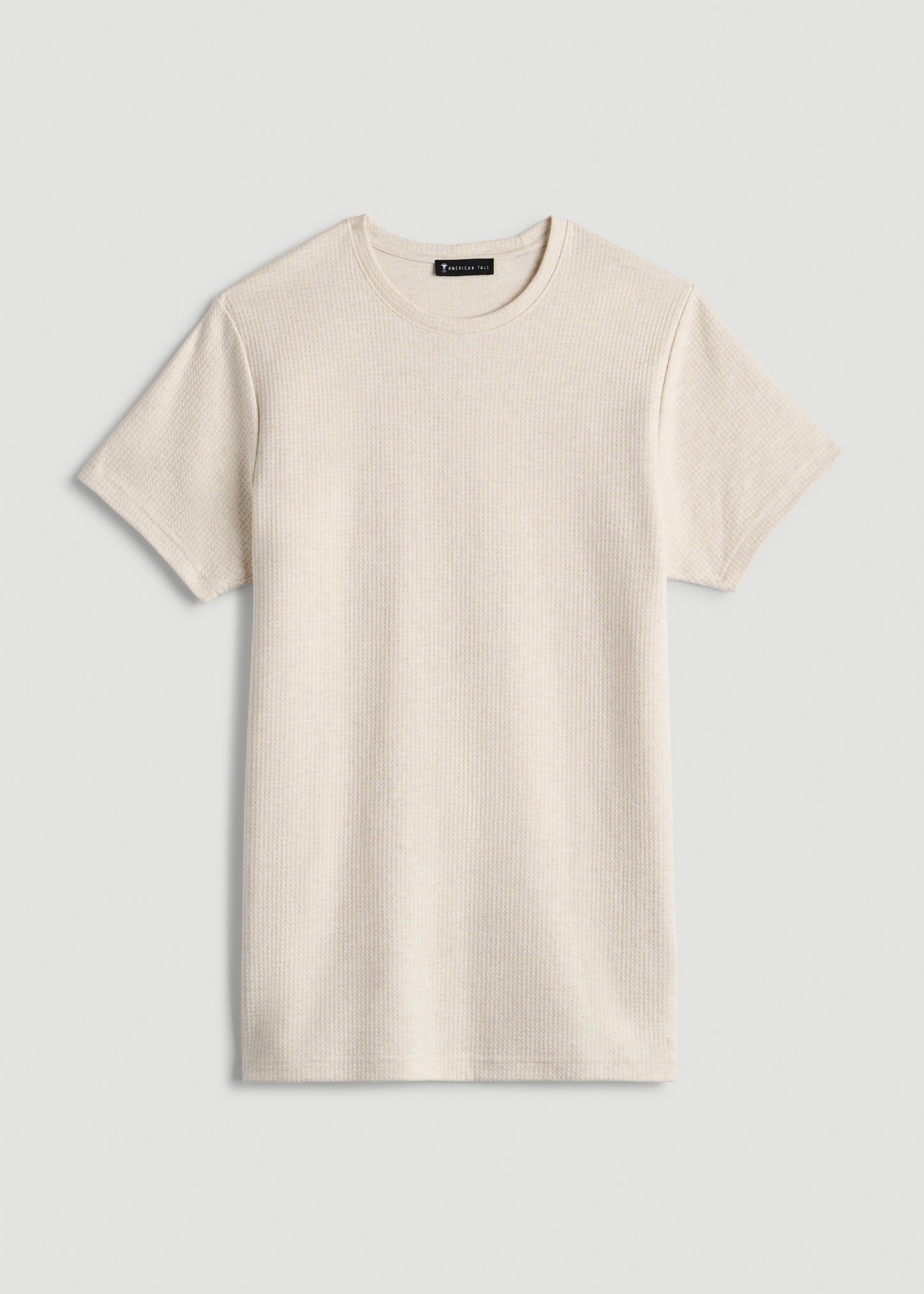 Cloud Knit Waffle Short Sleeve Tee for Tall Men in Heathered Oatmeal