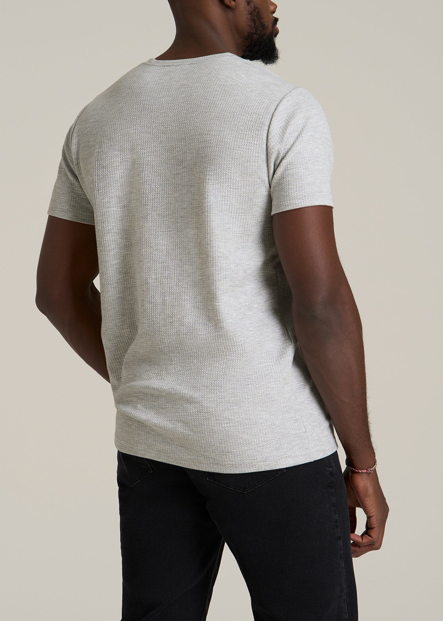 Cloud Knit Waffle Short Sleeve Tee for Tall Men in Light Heather Grey