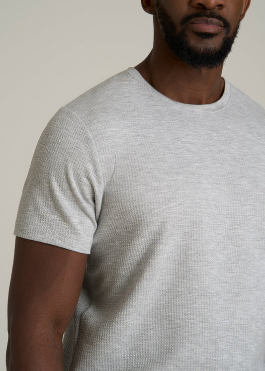 Cloud Knit Waffle Short Sleeve Tee for Tall Men in Light Heather Grey