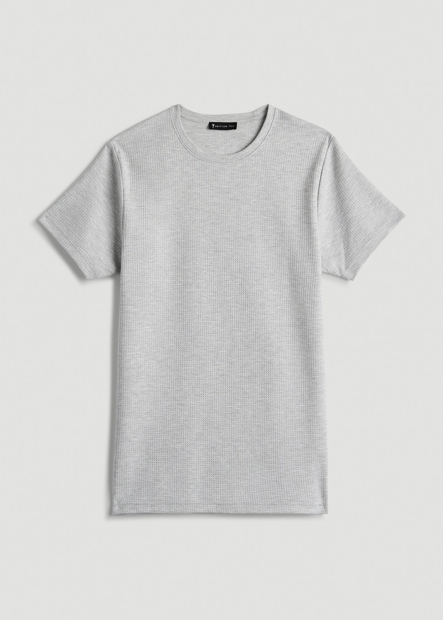 Cloud Knit Waffle Short Sleeve Tee for Tall Men in Light Heather Grey