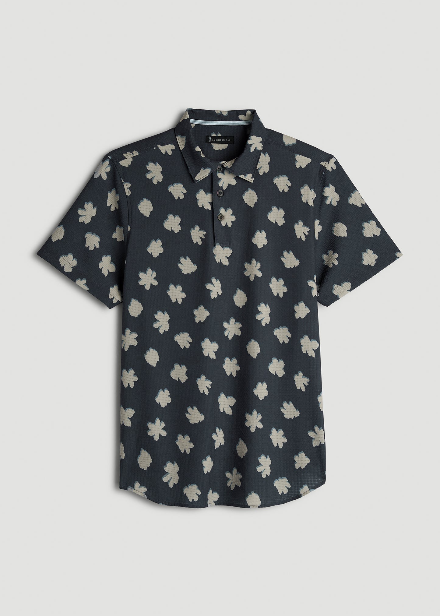 Coastal Perforated Tall Men's Polo Shirt in Navy and Bone Floral