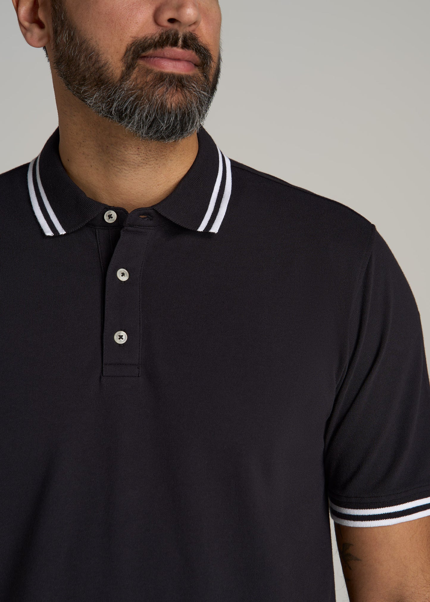 Contrast Tipped Polo Men's in Black