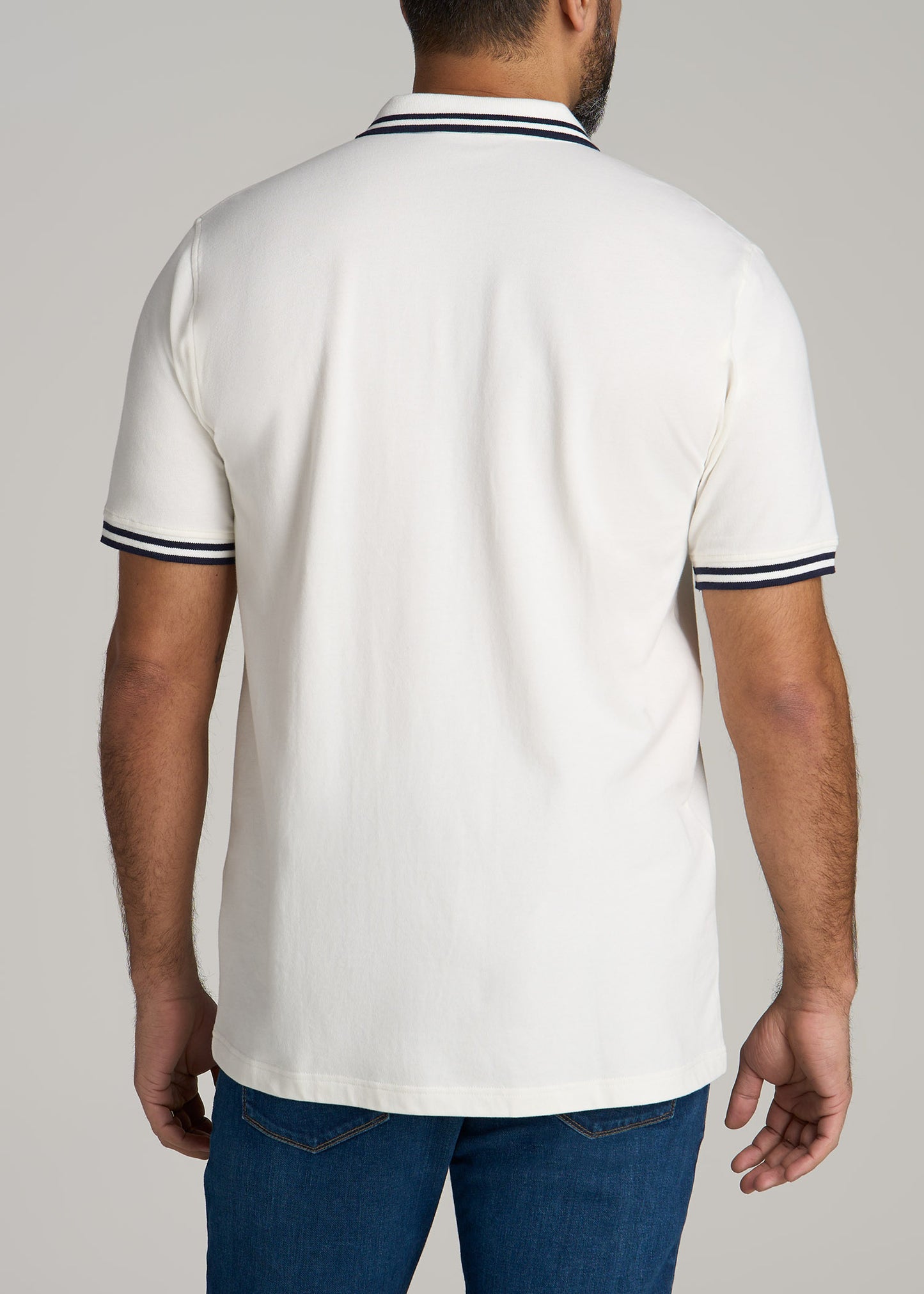 Contrast Tipped Polo Men's in Ecru