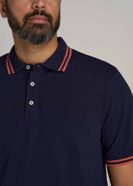 Contrast Tipped Polo Men's in Evening Blue