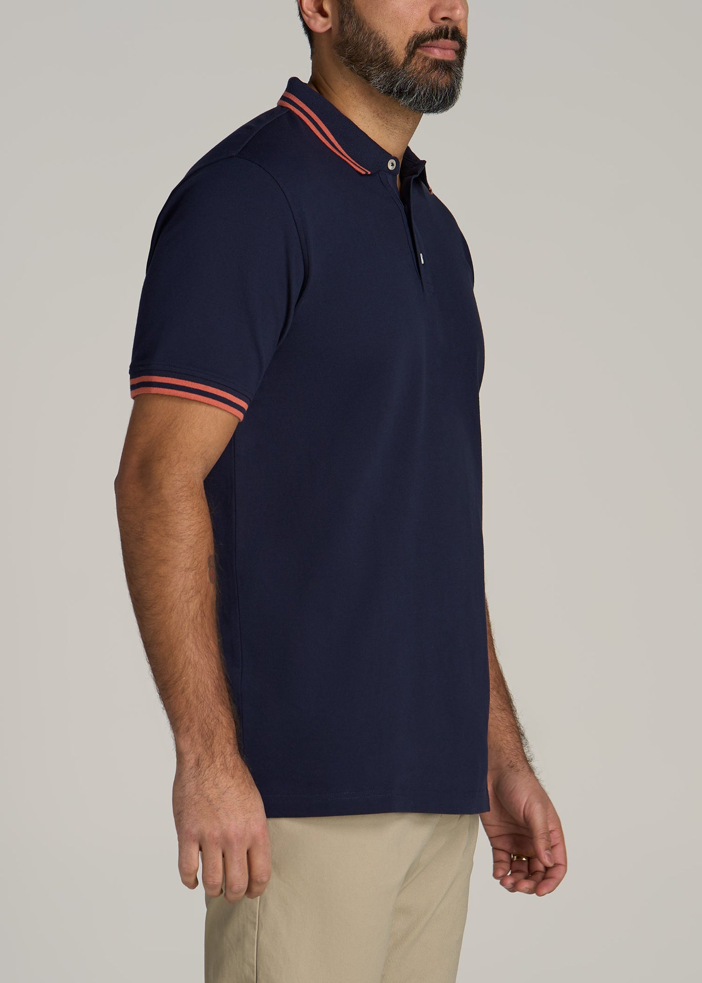 Contrast Tipped Polo Men's in Evening Blue