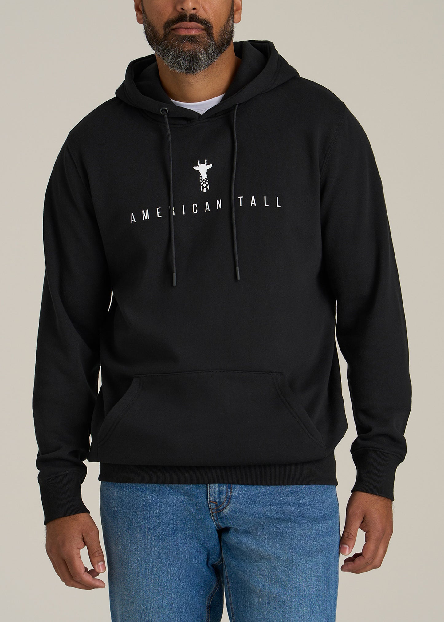 Logo Hoodie for Tall Men in Black