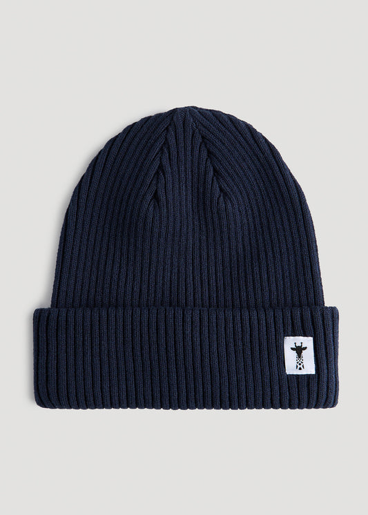 American-Tall-Men-Cotton-Beanie-Navy-Laydown