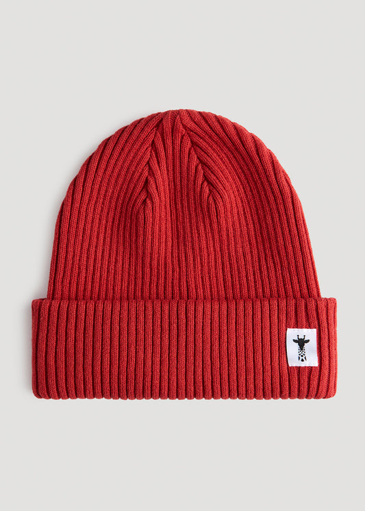 American-Tall-Men-Cotton-Beanie-Red-Laydown