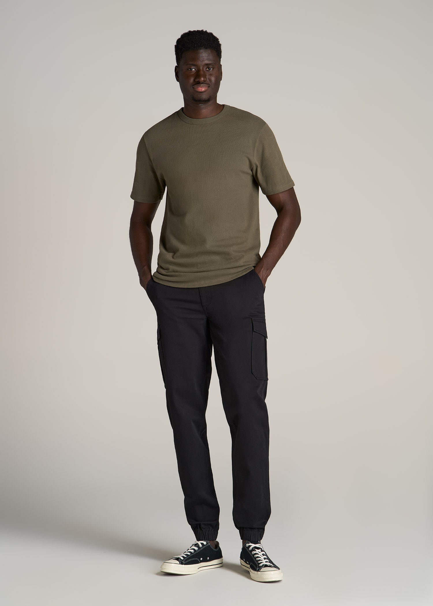 American-Tall-Men-Cotton-Cargo-Jogger-Black-full