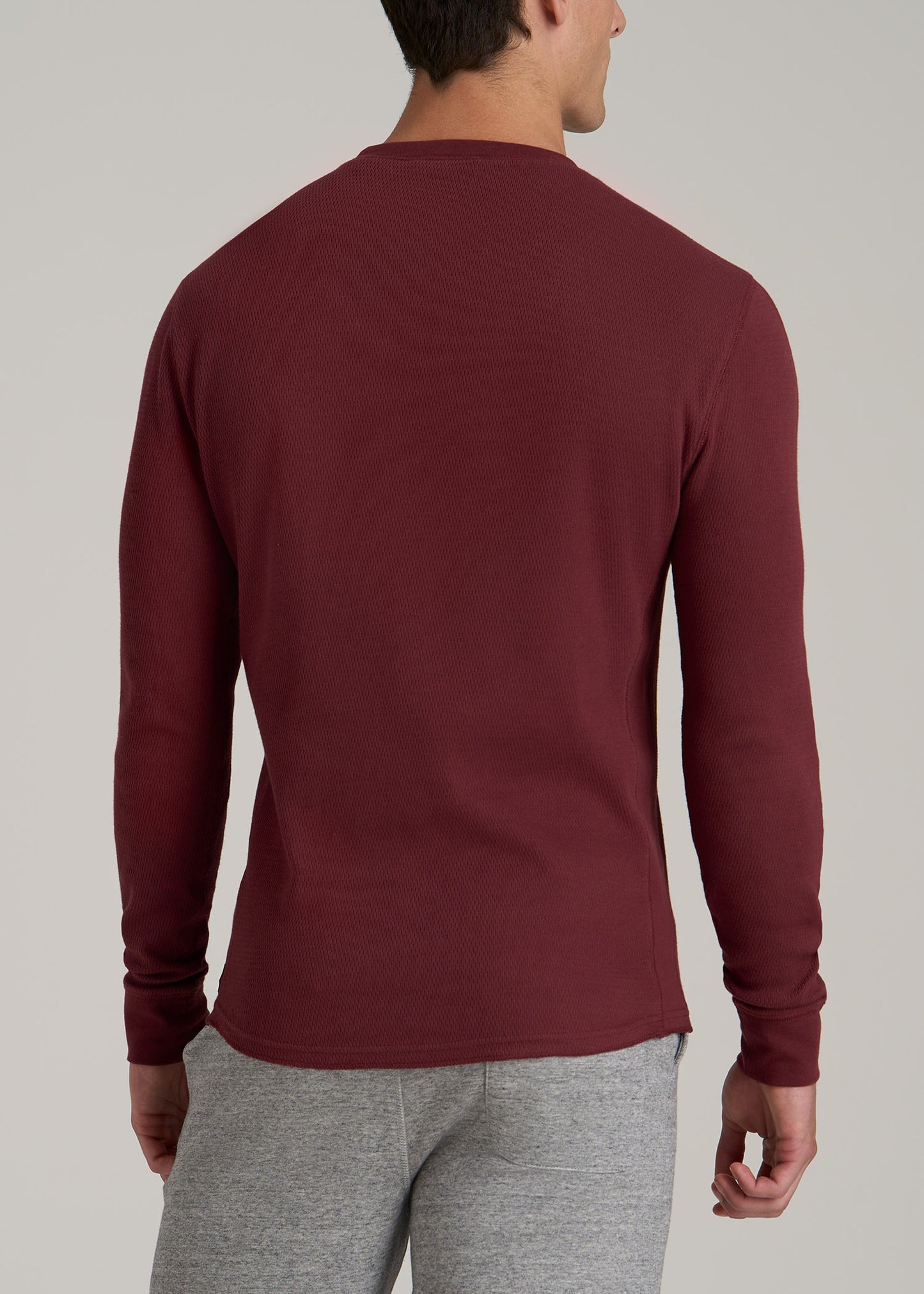 Double Honeycomb Thermal Crewneck for Tall Men in Red Ochre