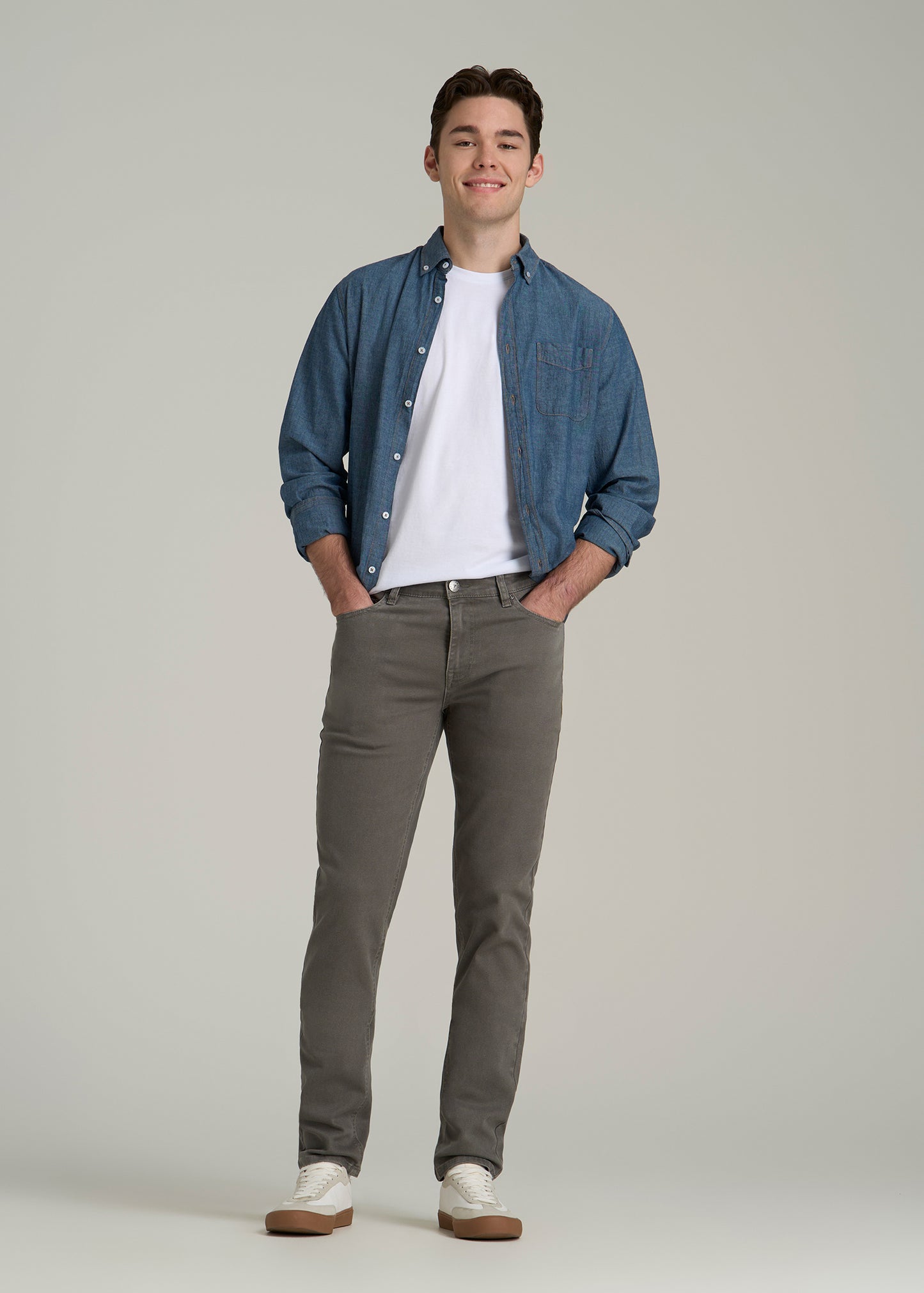 Dylan Slim Fit Colored Jeans for Tall Men in Sage