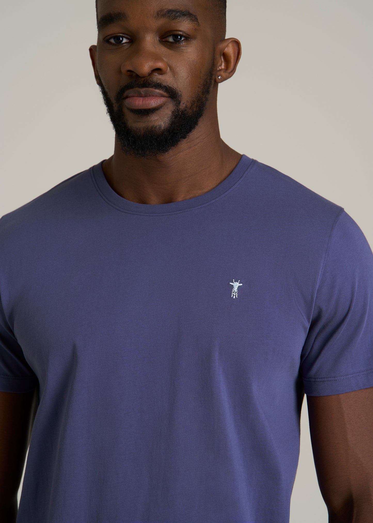 MODERN-FIT Embroidered Logo Crewneck T-Shirt for Tall Men in Future Dusk