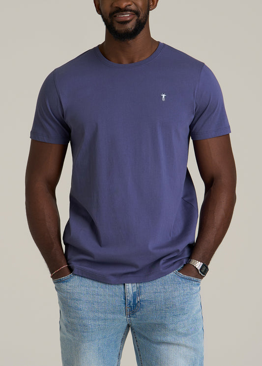 MODERN-FIT Embroidered Logo Crewneck T-Shirt for Tall Men in Future Dusk