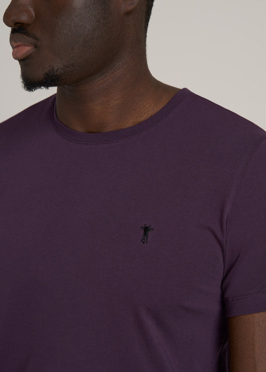 MODERN-FIT Embroidered Logo Crewneck T-Shirt for Tall Men in Midnight Plum