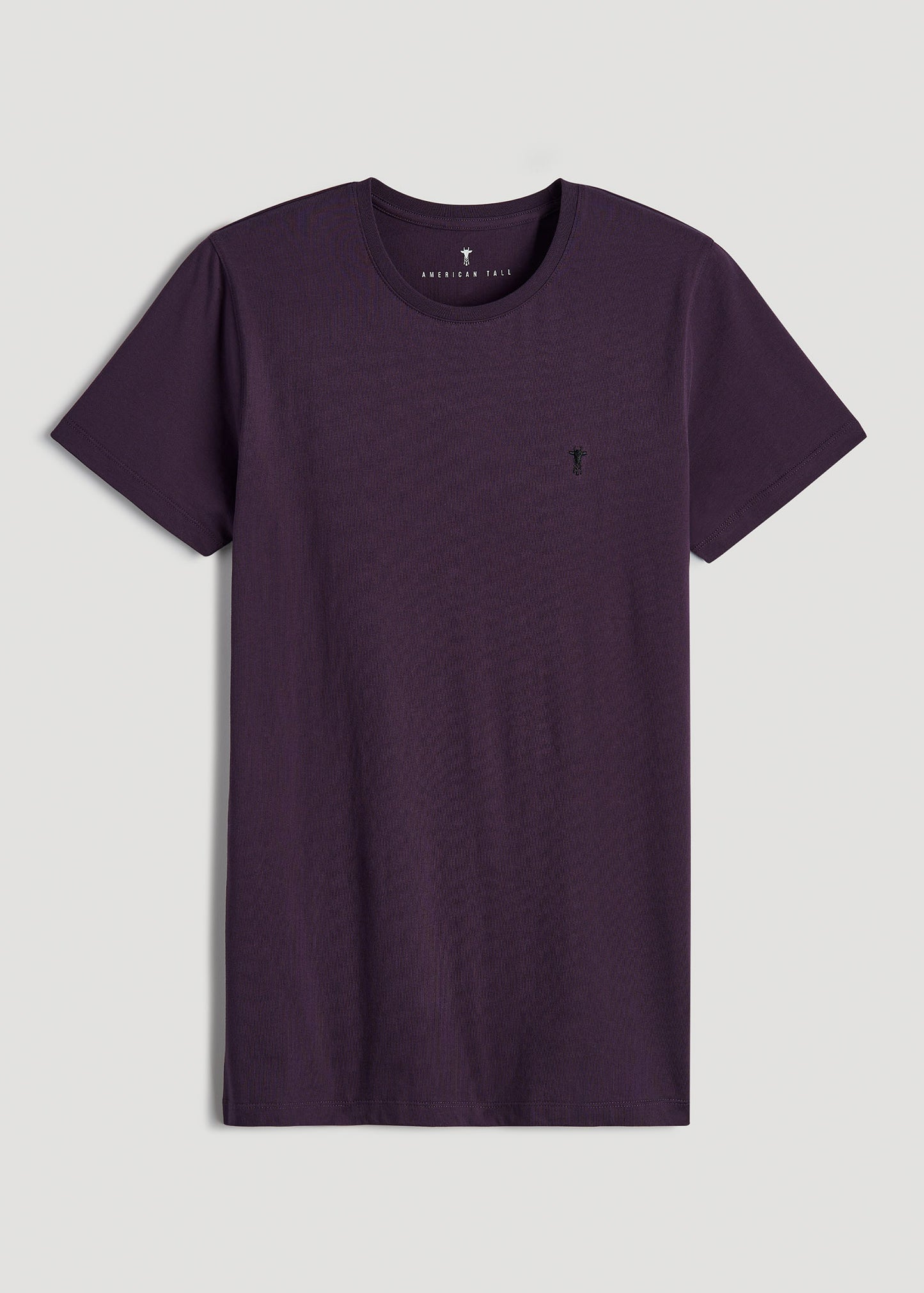 MODERN-FIT Embroidered Logo Crewneck T-Shirt for Tall Men in Midnight Plum