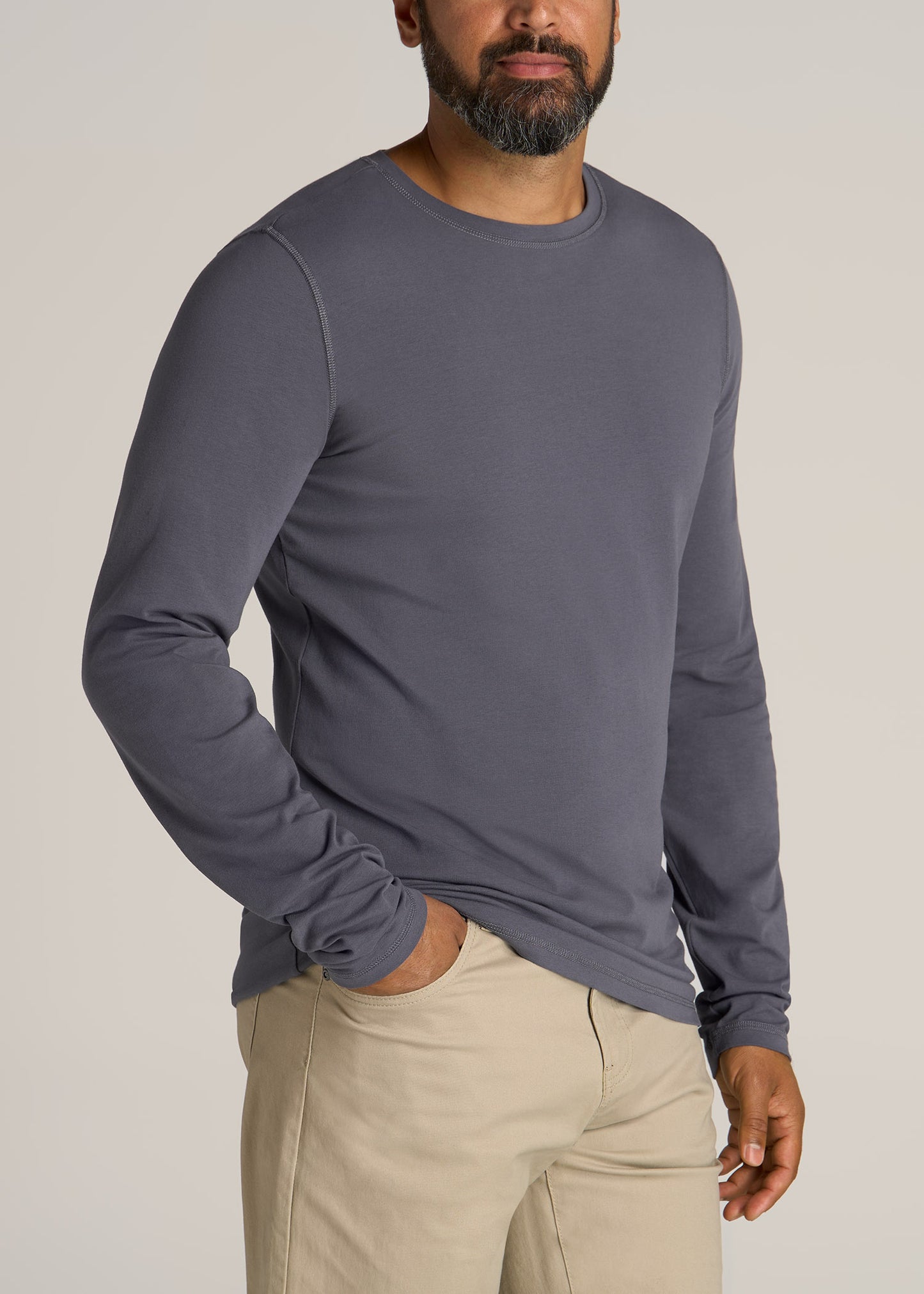 American-Tall-Men-Essential-Tee-Slim-fit-LS-Crewneck-Grey-Blue-side