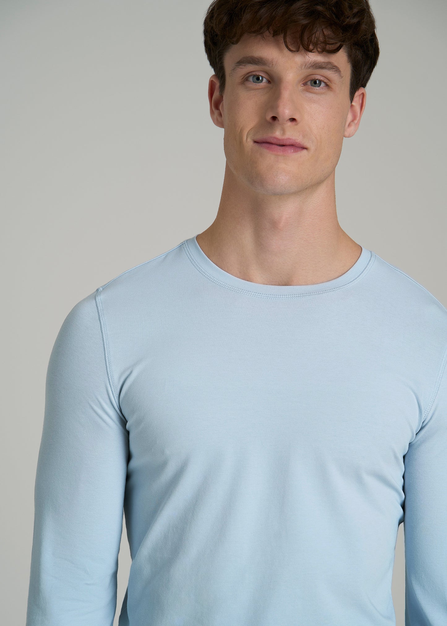 The Essential SLIM-FIT Long Sleeve Tee for Tall Men in Ice Blue