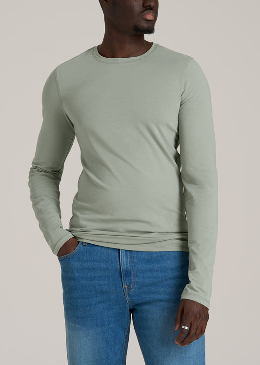 The Essential SLIM-FIT Long Sleeve Tee for Tall Men in Seagrass