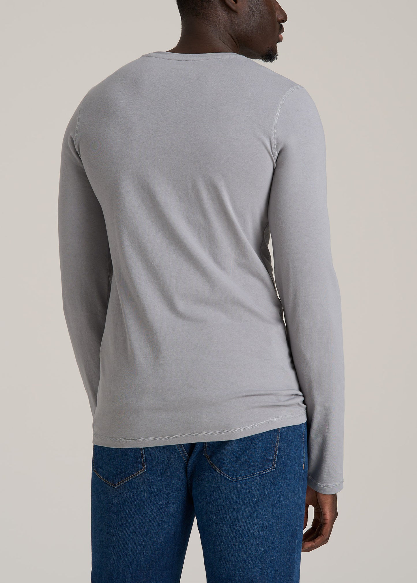 The Essential SLIM-FIT Long Sleeve Tee for Tall Men in Sustained Grey