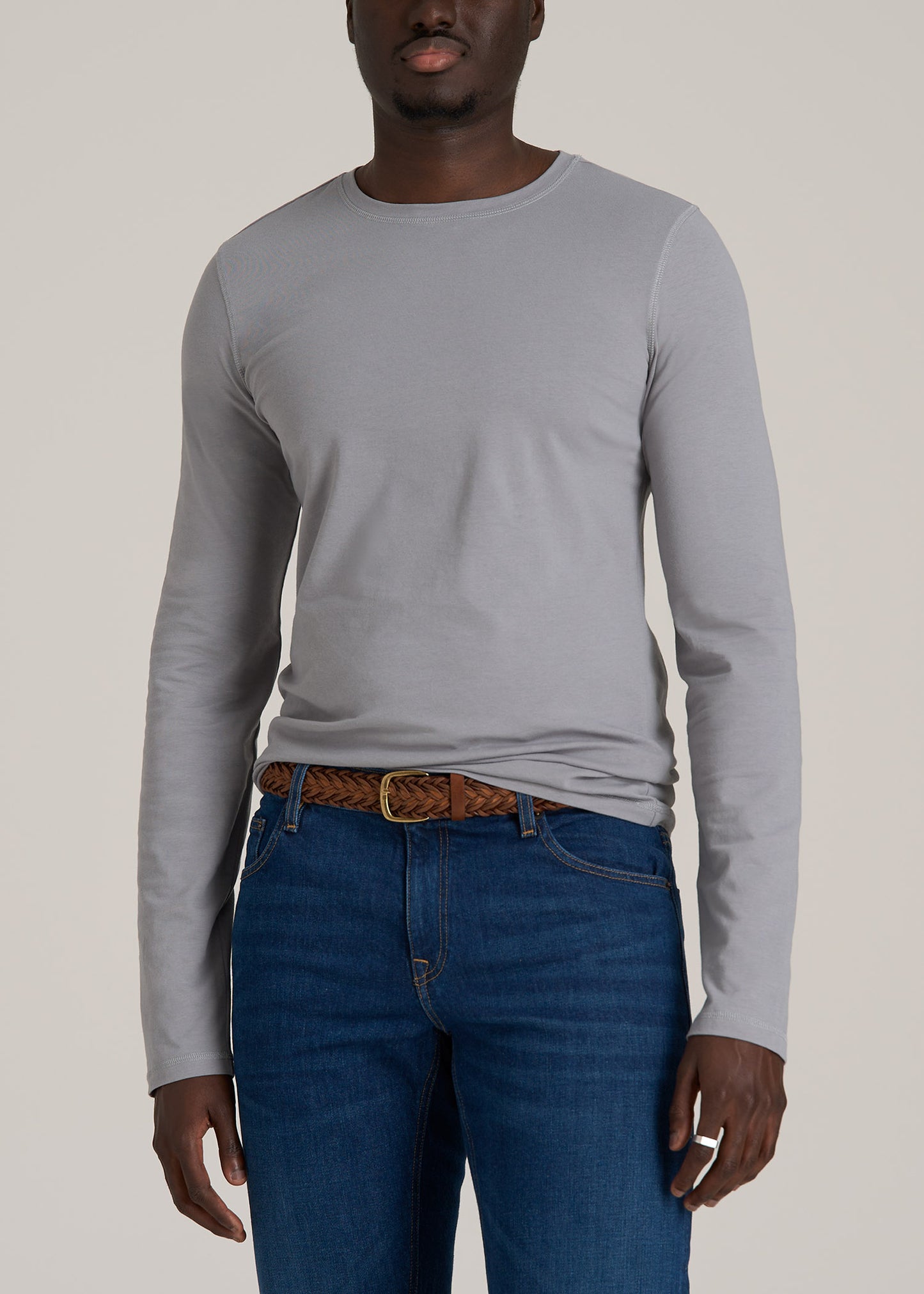 The Essential SLIM-FIT Long Sleeve Tee for Tall Men in Sustained Grey