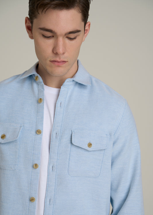 Everyday Comfort Terry Overshirt for Tall Men in Cloud Blue