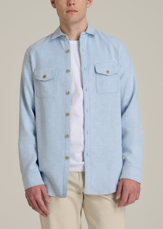 Everyday Comfort Terry Overshirt for Tall Men in Cloud Blue