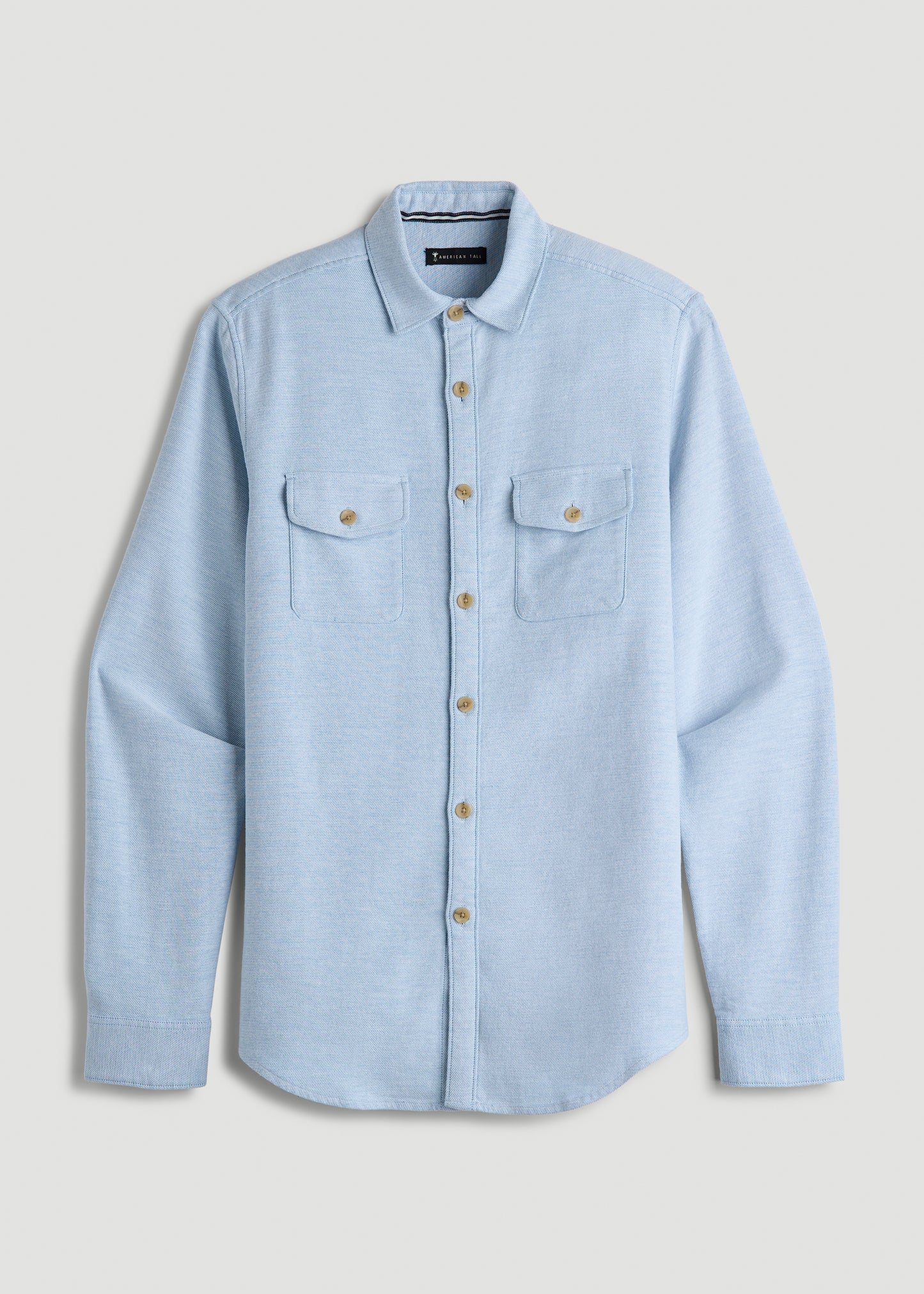 Everyday Comfort Terry Overshirt for Tall Men in Cloud Blue