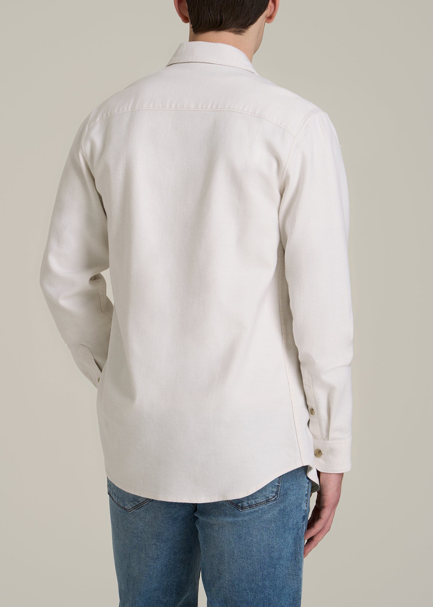 Everyday Comfort Terry Overshirt for Tall Men in White Swan