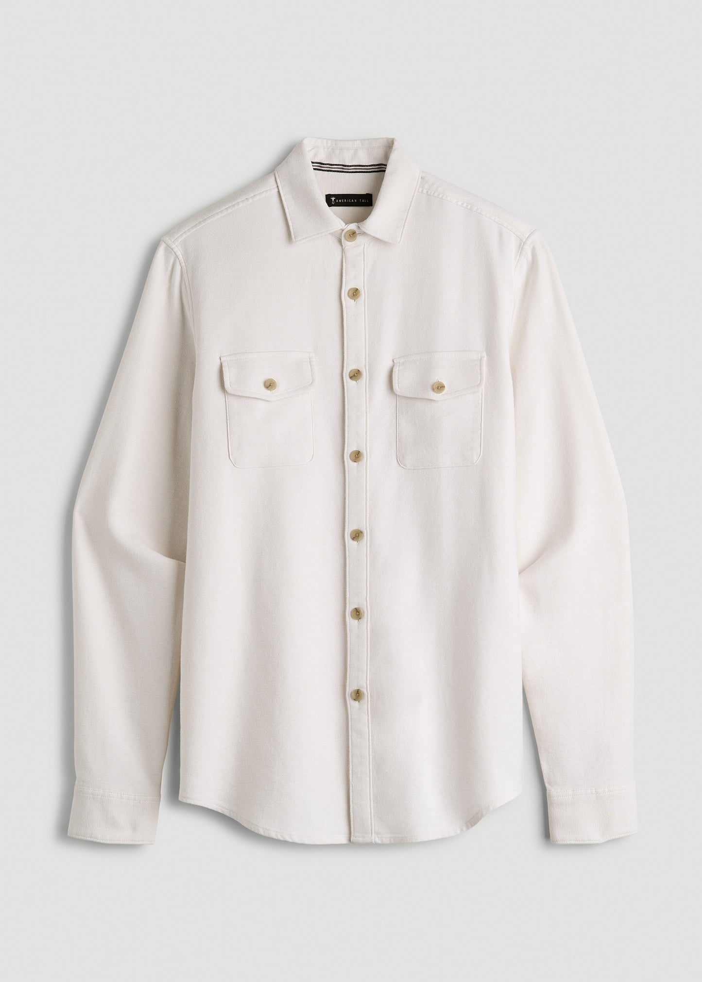 Everyday Comfort Terry Overshirt for Tall Men in White Swan