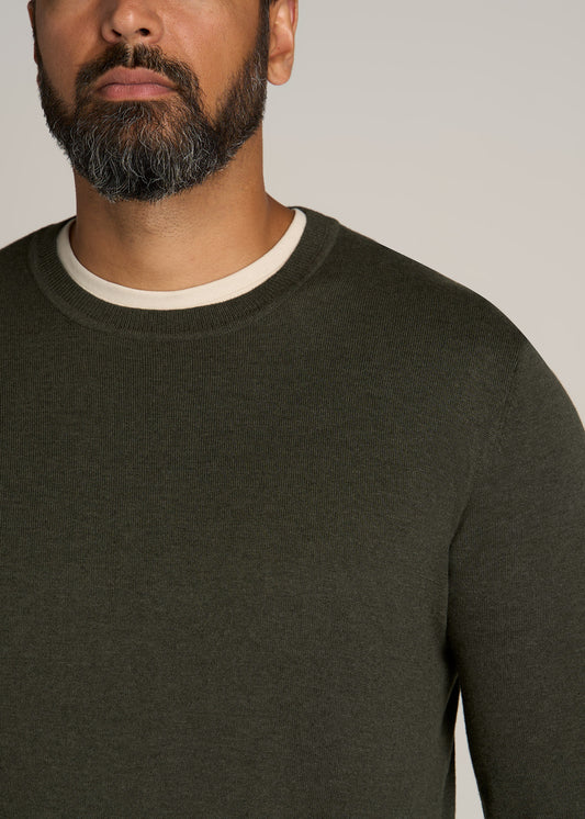 American-Tall-Men-Everyday-Crew-Neck-Sweater-Dark-Green-Olive-detail