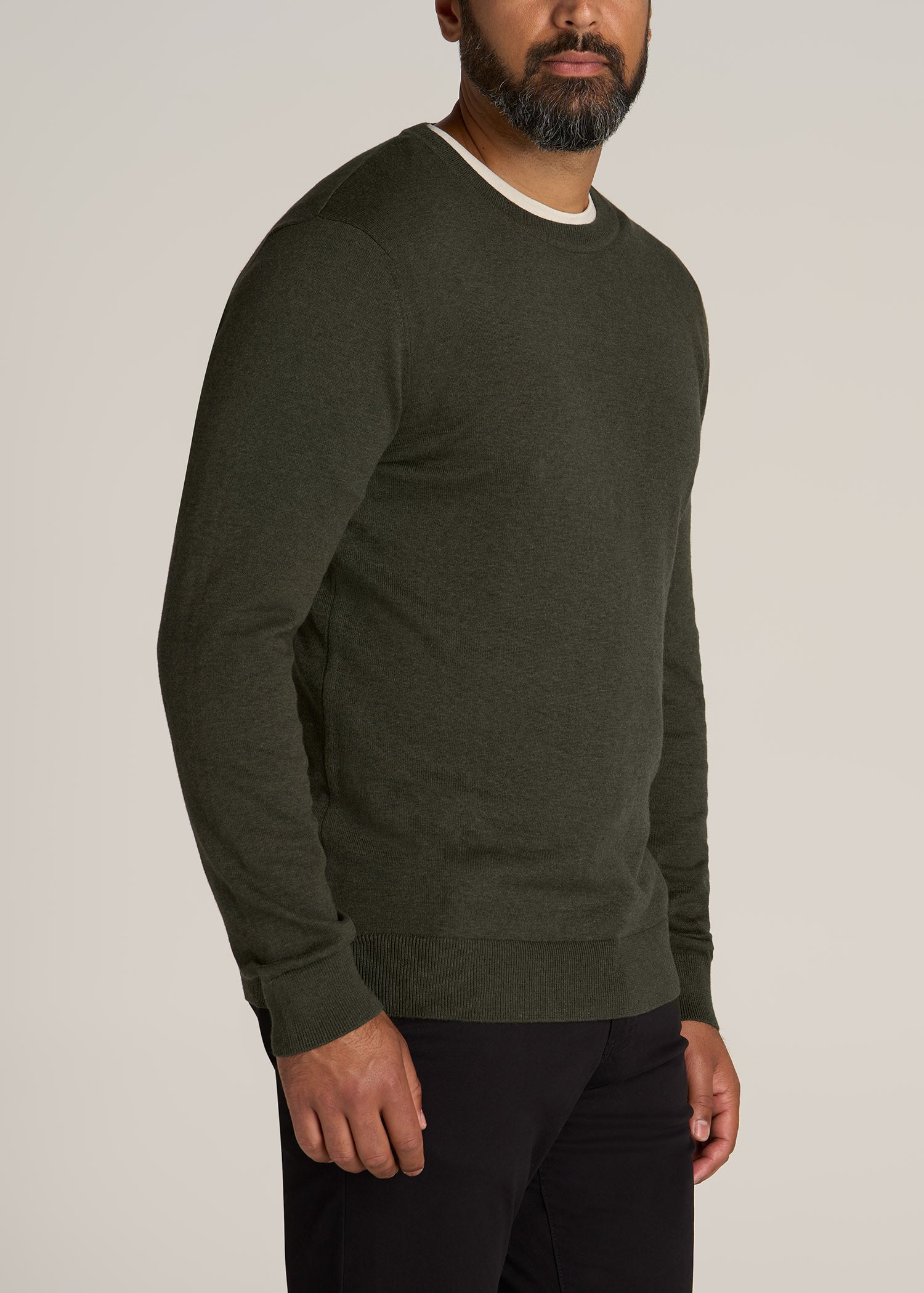 American-Tall-Men-Everyday-Crew-Neck-Sweater-Dark-Green-Olive-side