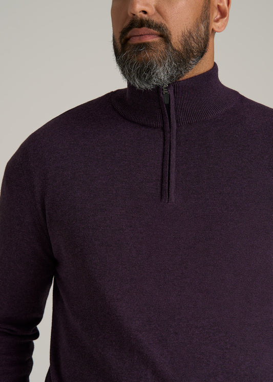 Everyday Quarter-Zip Tall Men's Sweater in Midnight Plum