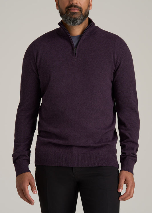 Everyday Quarter-Zip Tall Men's Sweater in Midnight Plum