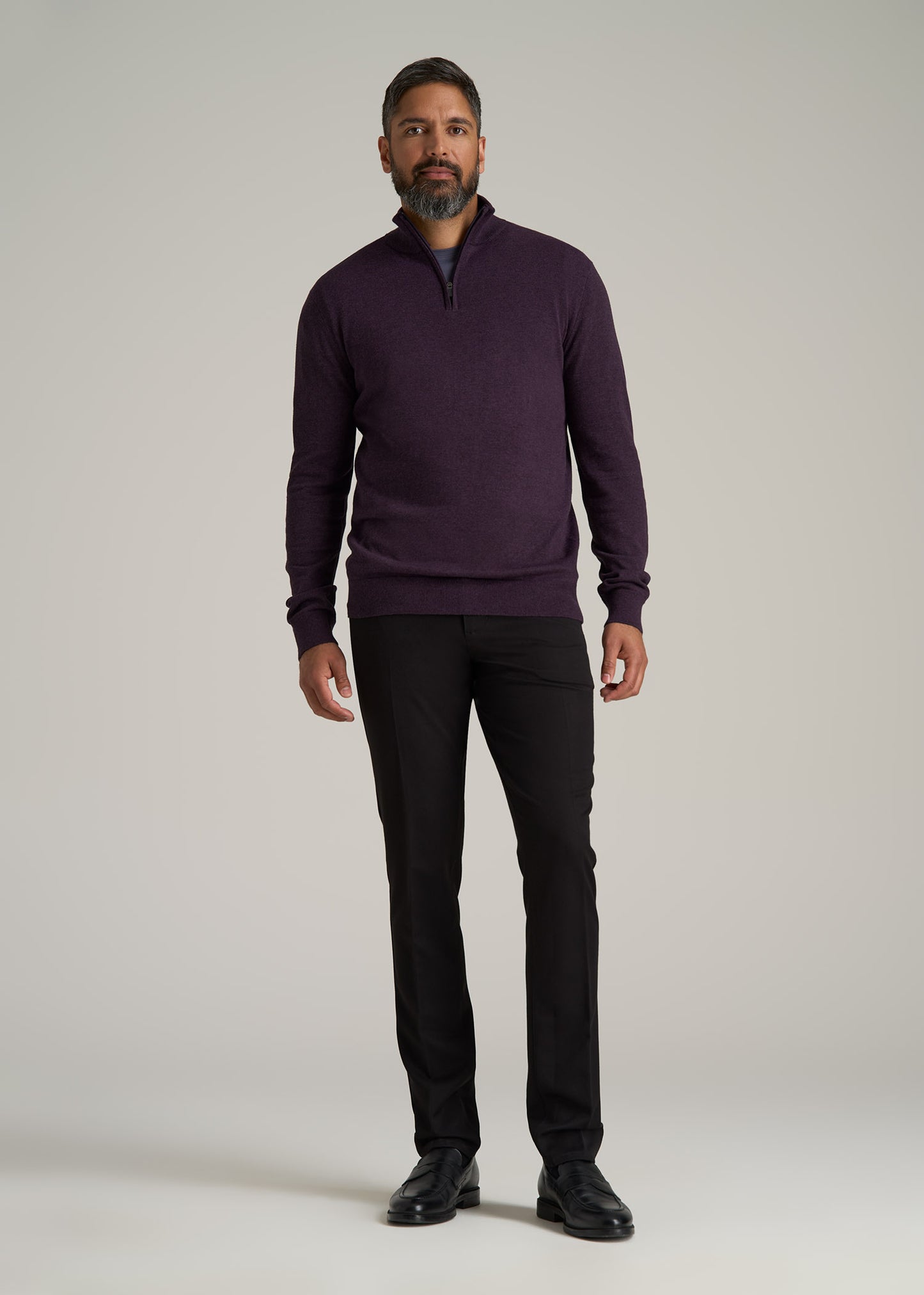 Everyday Quarter-Zip Tall Men's Sweater in Midnight Plum