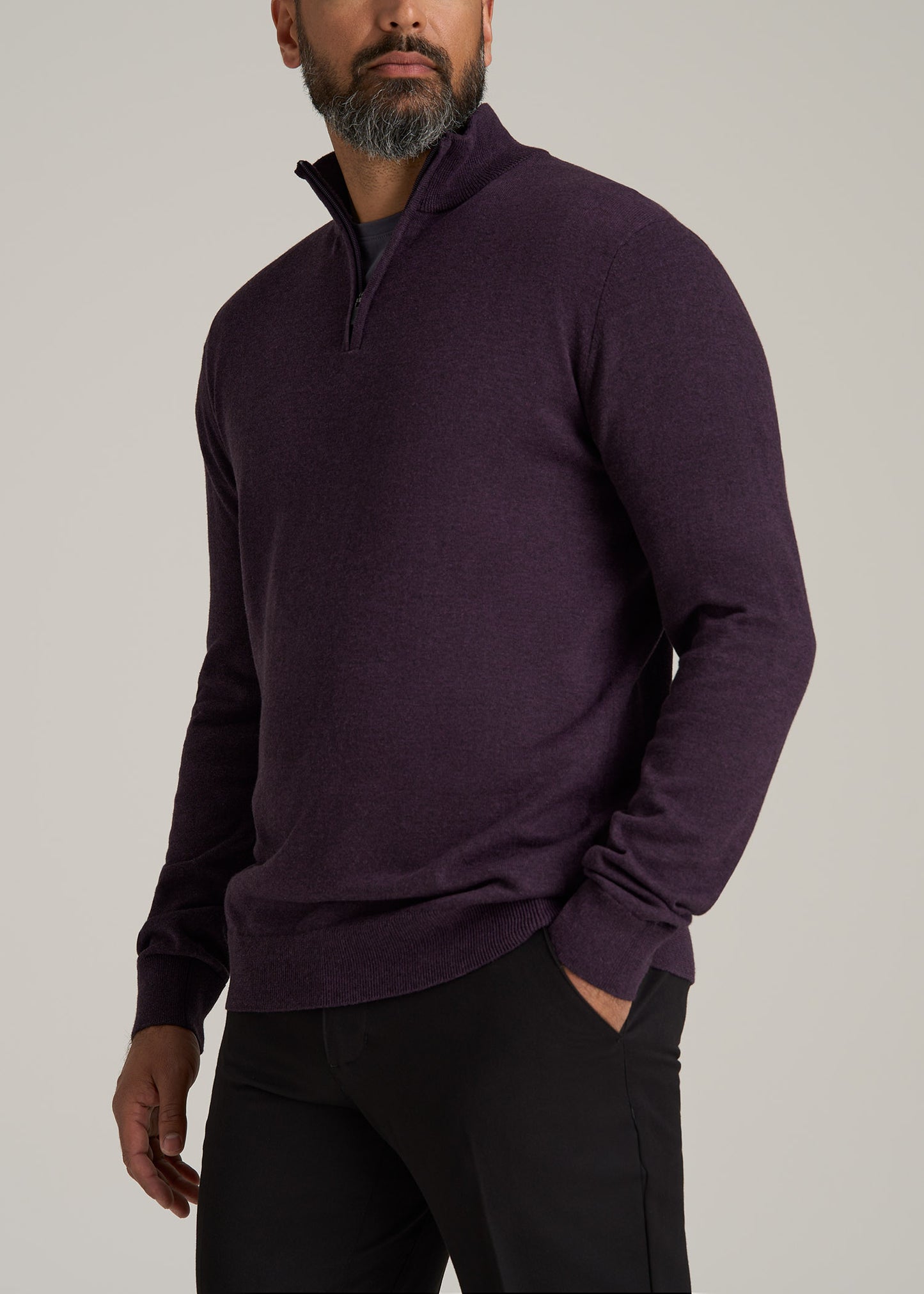 Everyday Quarter-Zip Tall Men's Sweater in Midnight Plum