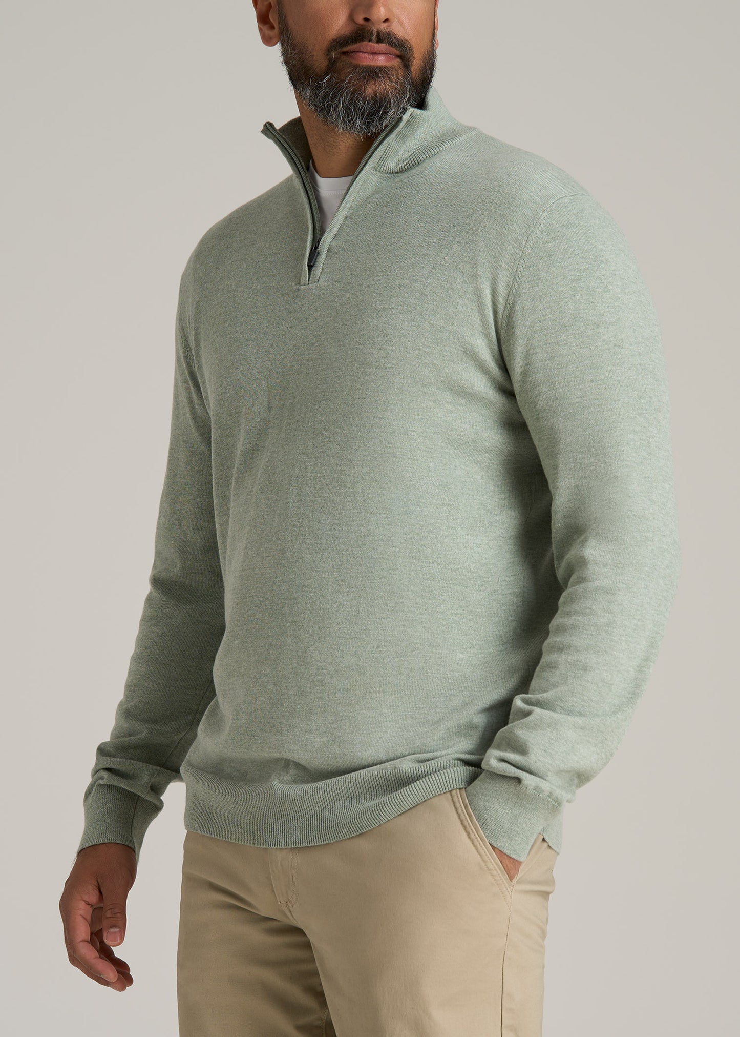 Everyday Quarter-Zip Tall Men's Sweater in Seagrass