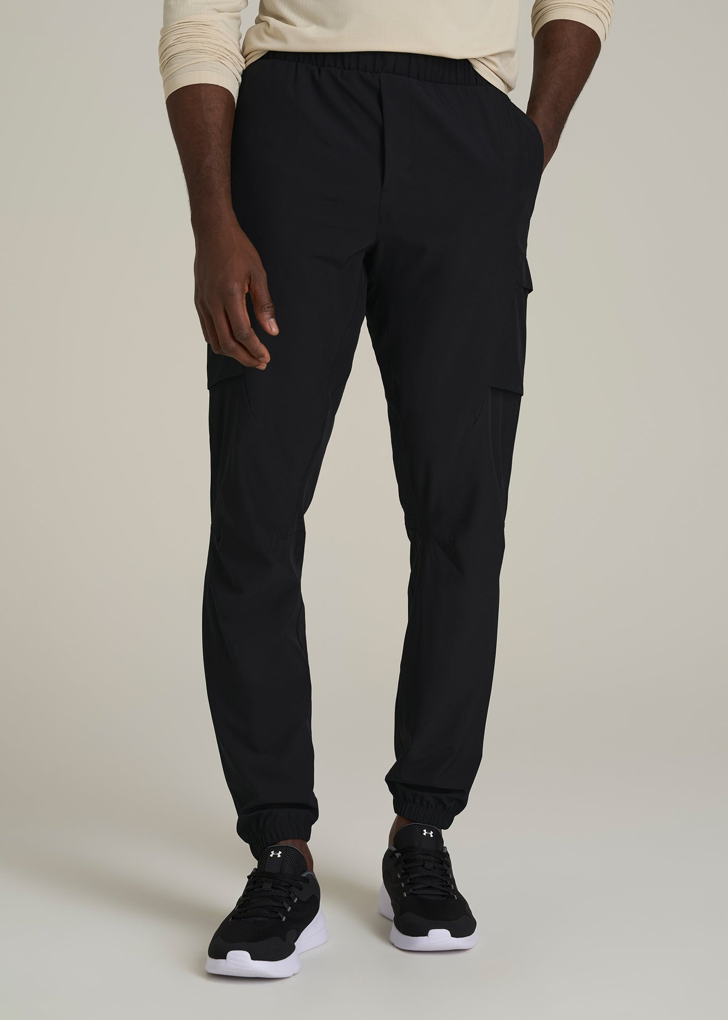 Featherweight Cargo Training Jogger for Tall Men in Black