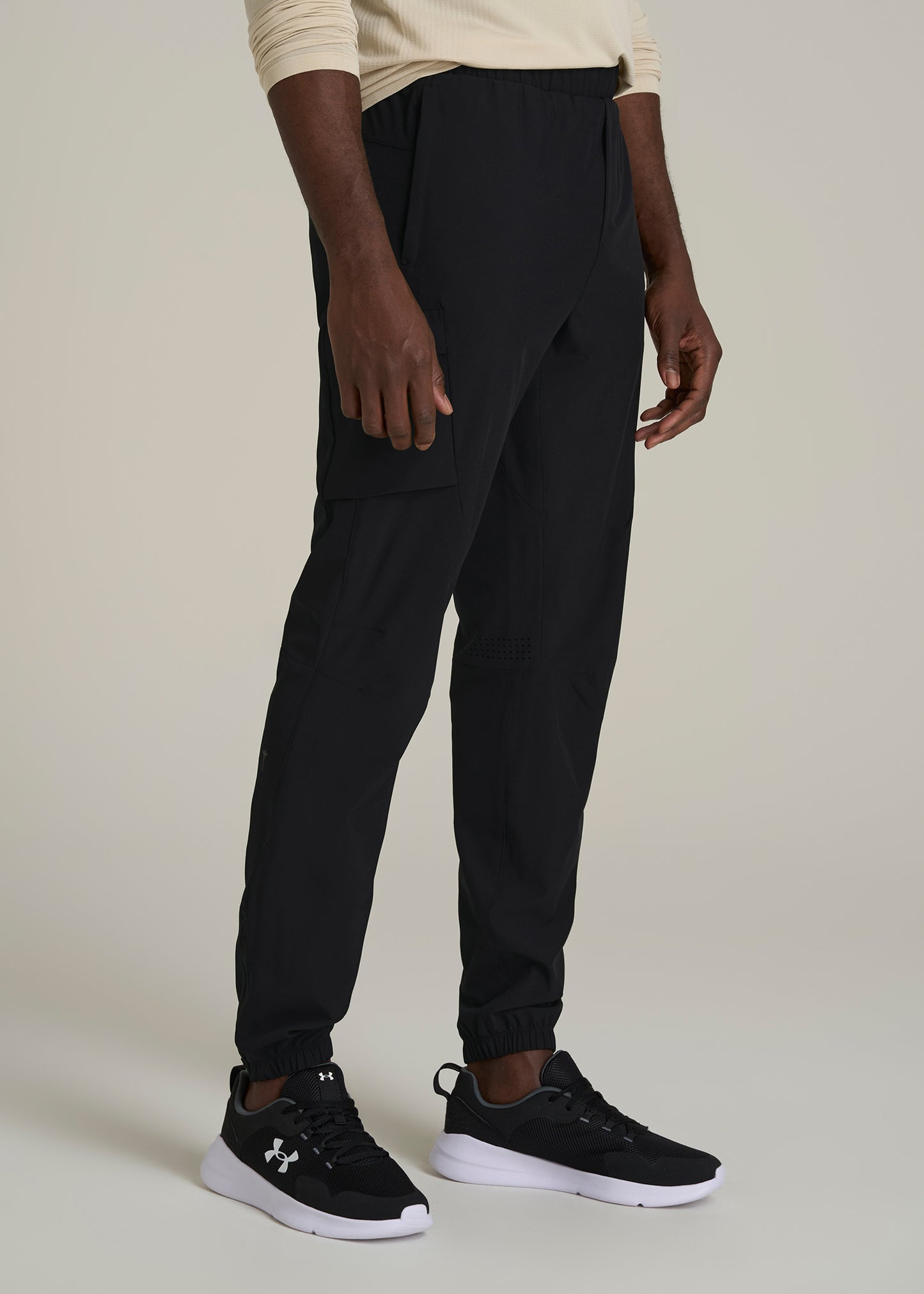 Featherweight Cargo Training Jogger for Tall Men in Black