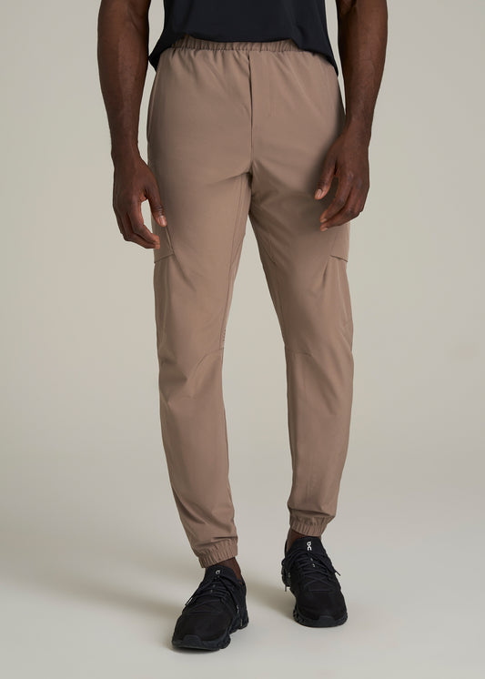 Featherweight Cargo Training Jogger for Tall Men in Dark Sand