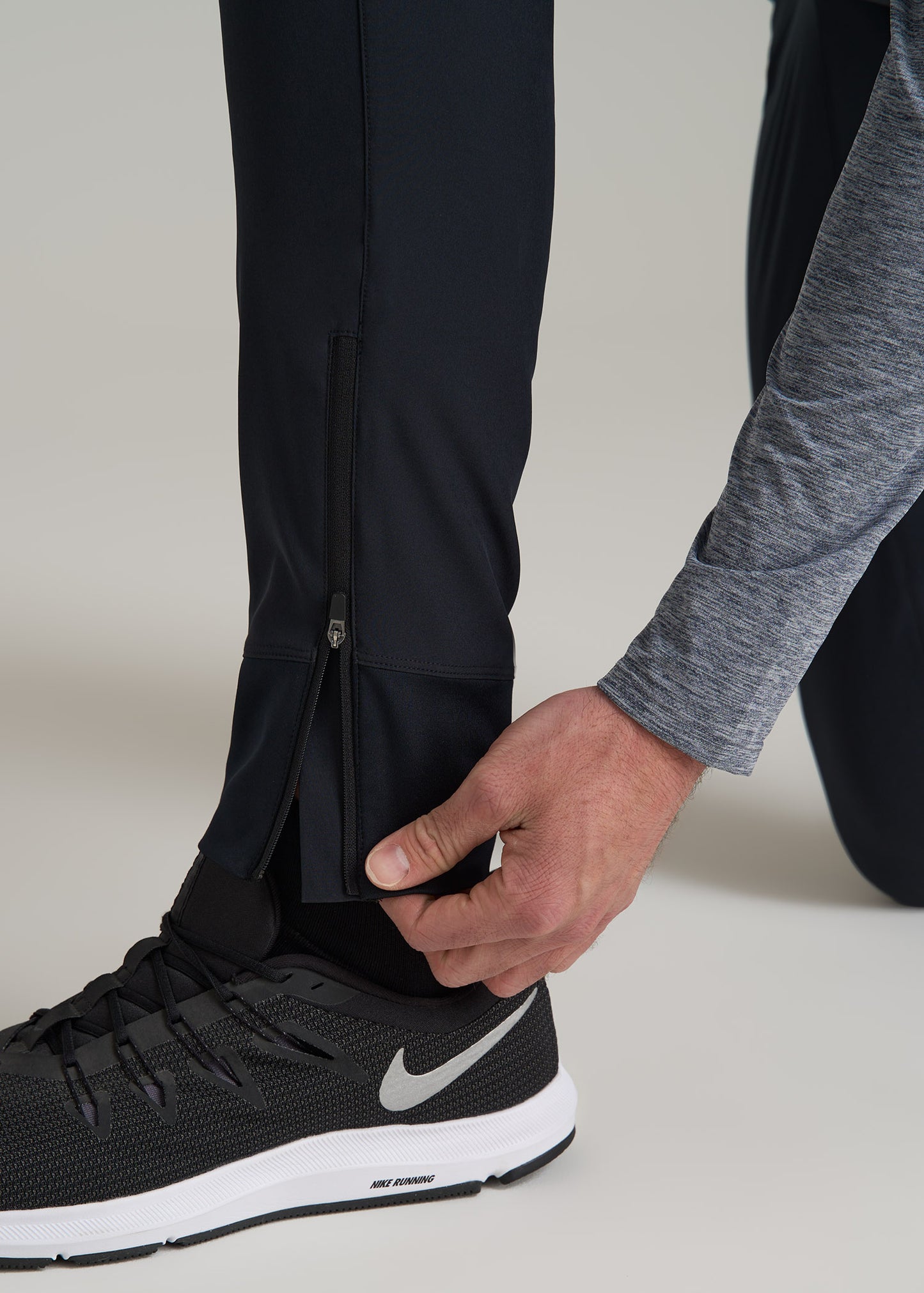 Featherweight Perforated Training Jogger for Tall Men in Black