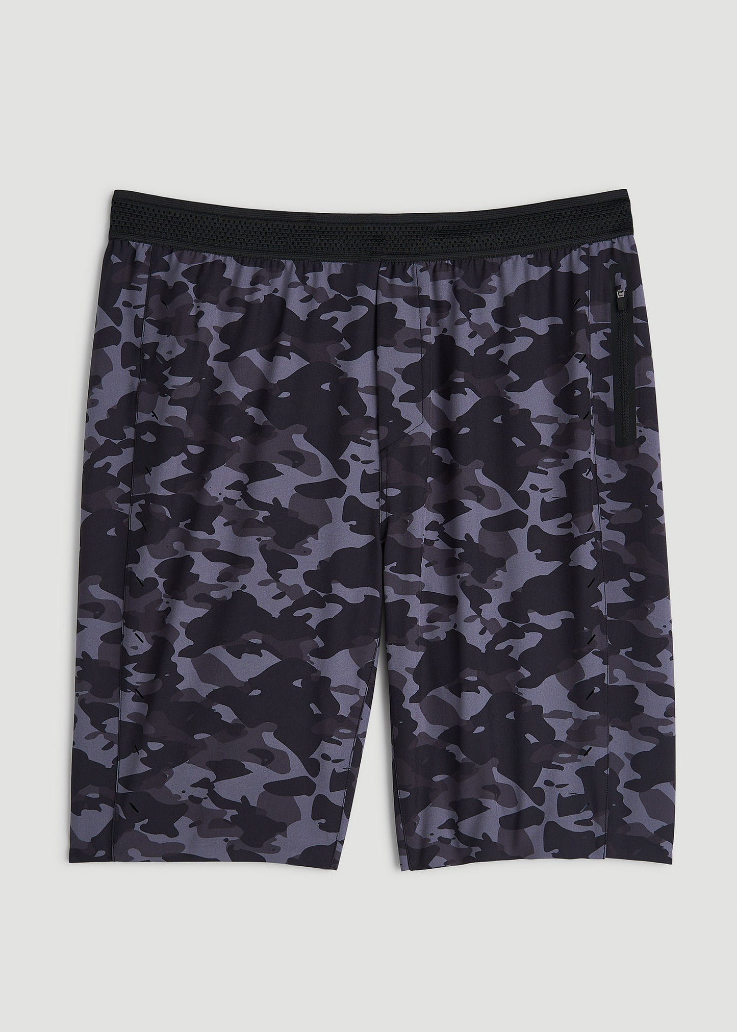 Featherweight Perforated Training Shorts for Tall Men in Black Camo