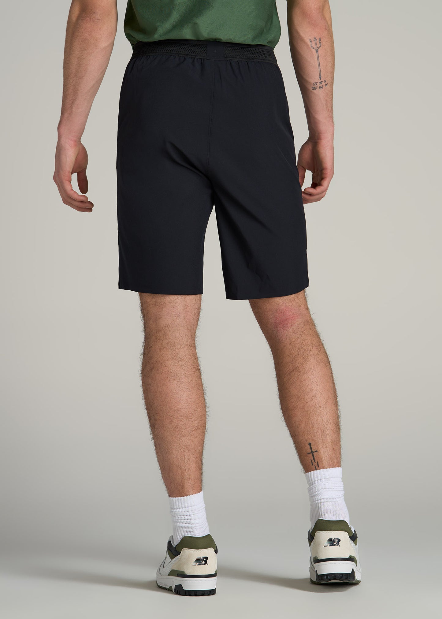 Featherweight Perforated Training Shorts for Tall Men in Black