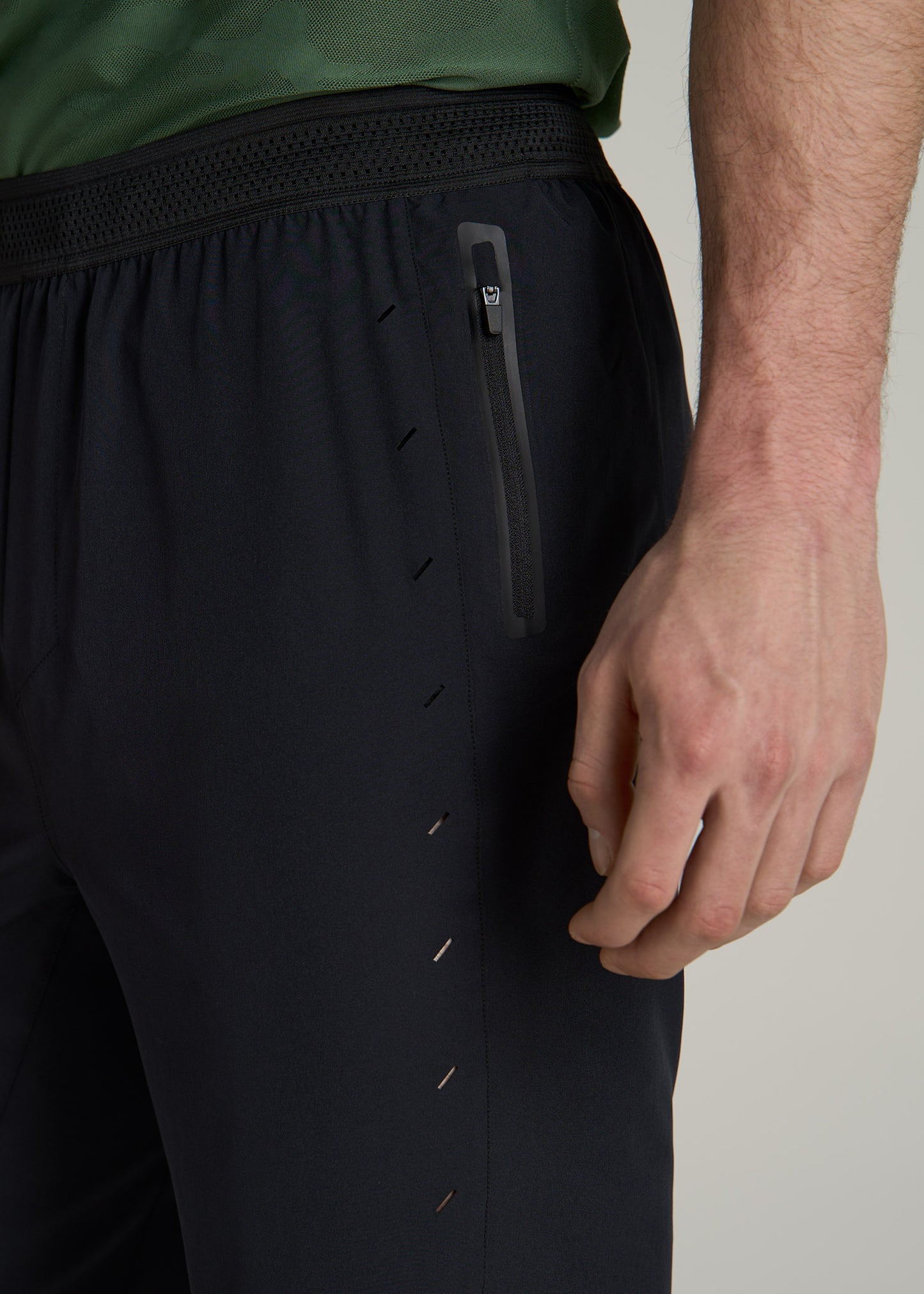 Featherweight Perforated Training Shorts for Tall Men in Black