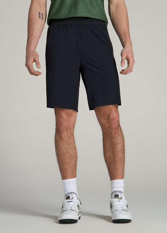 Featherweight Perforated Training Shorts for Tall Men in Black