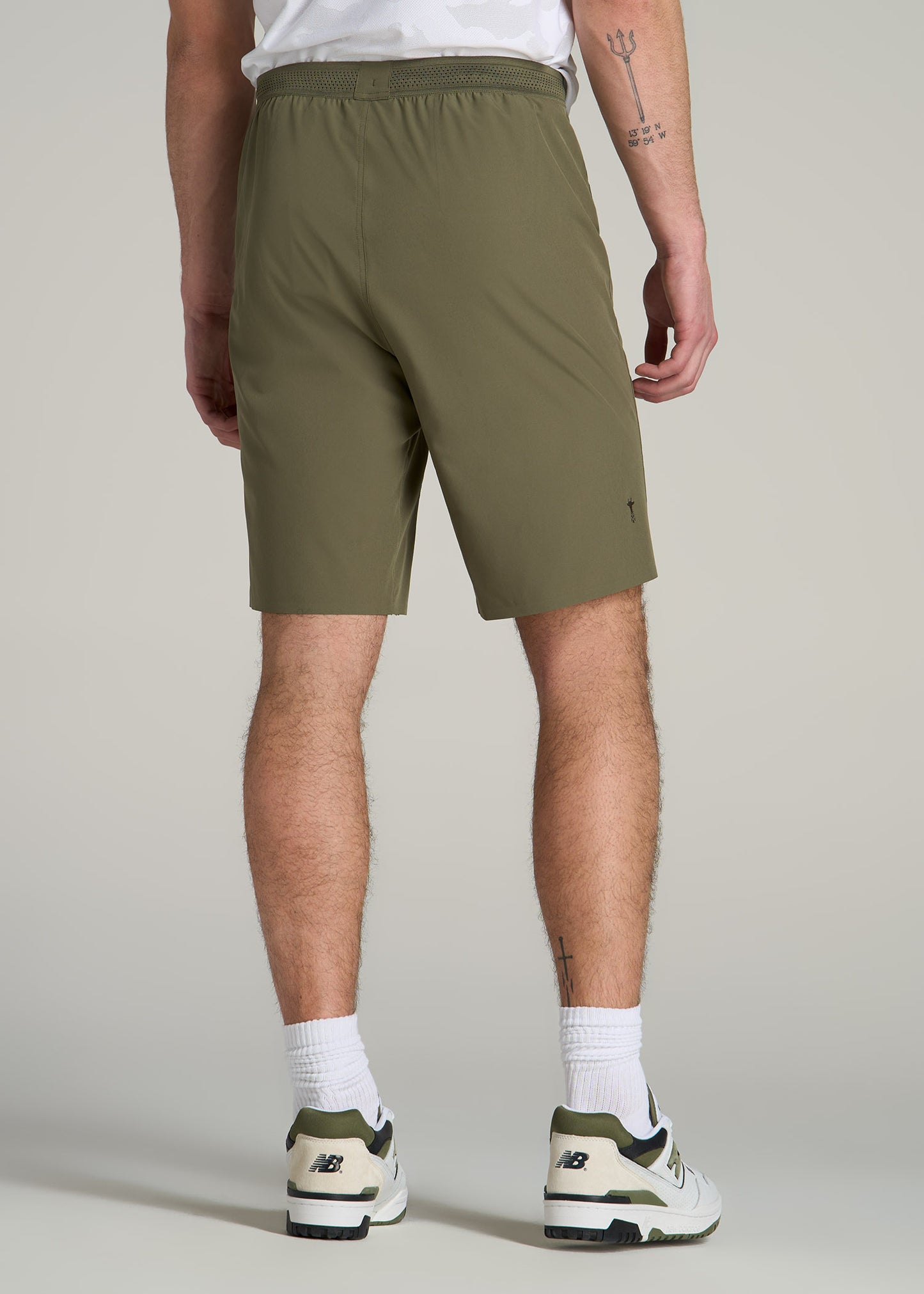 Featherweight Perforated Training Shorts for Tall Men in Olive